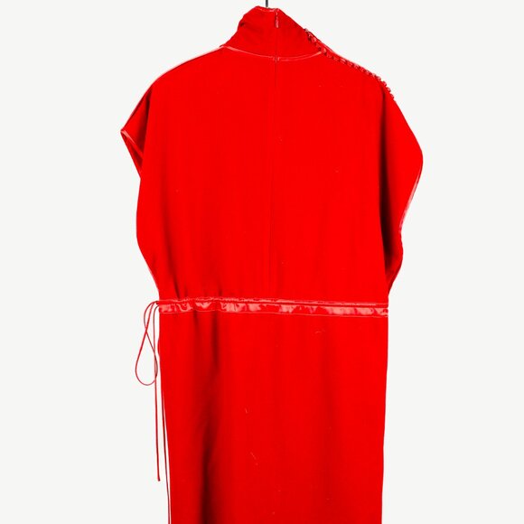 Gucci AW/19 Runway Red Wool Satin-Trim Cowl-Neck Dress - Picture 3 of 15